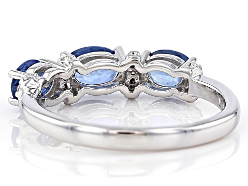 1.28ctw Oval Ceylon Sapphire With 0.09ctw Round White Diamond Rhodium Over 14k White Gold Ring - Size 6