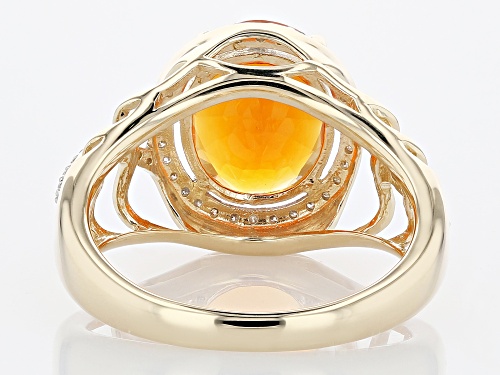 2.04ct Oval Mexican Fire Opal With 0.21ctw Round White Diamond 14k Yellow Gold Ring - Size 9