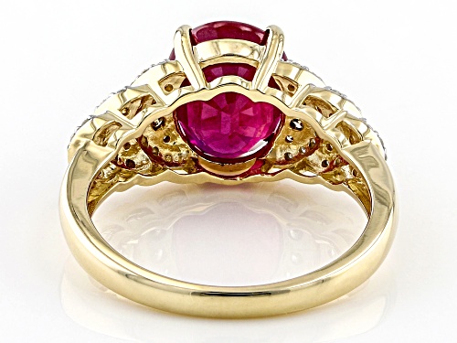 2.74ct Oval Mahaleo® Ruby With 0.24ctw Round White And Champagne Diamonds 14k Yellow Gold Ring - Size 9