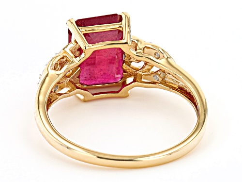 2.89ct Rectangular Octagonal Mahaleo® Ruby With 0.09ctw Round White Zircon 14k Yellow Gold Ring - Size 9