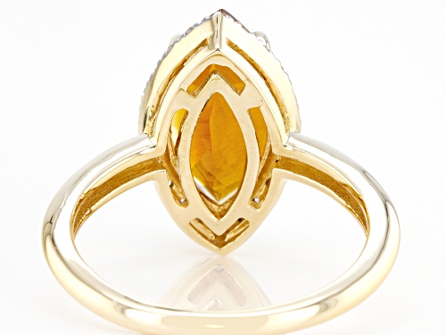 2.47ct Marquise Madeira Citrine With 0.14ctw White Diamond 14k Yellow Gold Ring - Size 8