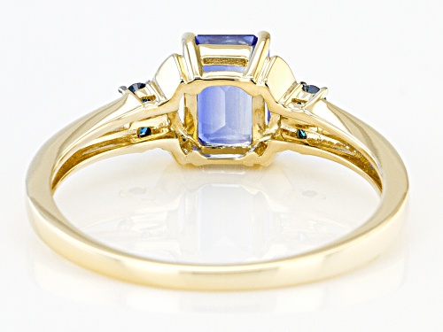 1.08ct Ceylon Sapphire With .07ctw White Zircon & .10ctw Blue Diamond Accents 14k Yellow Gold Ring - Size 8