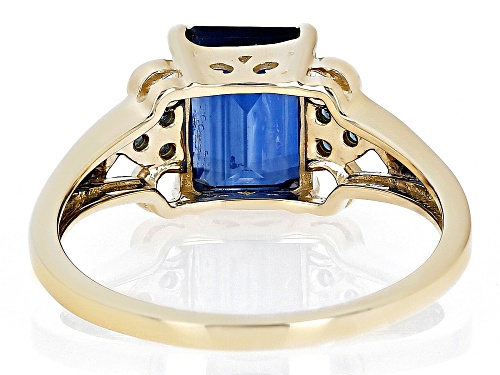 2.50ct Blue Kyanite With 0.09ctw Blue Diamond 14k Yellow Gold Ring - Size 8