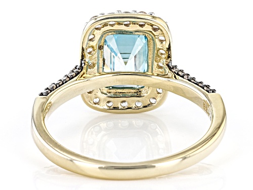 2.08ct Blue Zircon with 0.36ctw White Zircon and 0.14ctw Champagne Diamond 14k Yellow Gold Ring - Size 11