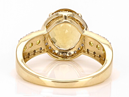 1.90ct Yellow Beryl With 0.26ctw Yellow Sapphire and 0.15ctw White Diamond 14k Yellow Gold Ring - Size 7