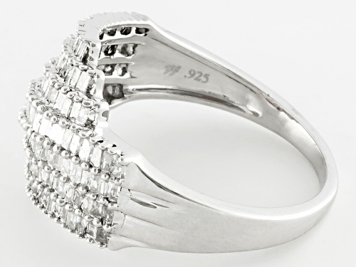 .88ctw Baguette Diamond Rhodium Over Sterling Silver Ring - Size 5