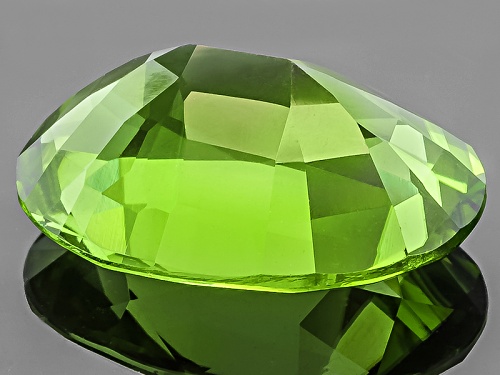 Burmese Strong Yellowish Green Peridot 12.84ct 17.75x13mm Oval With Gemworld Report