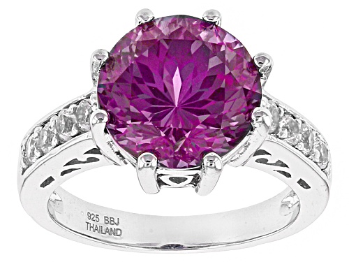 4.59ct Purple Lab Created Color Change & .29ctw Lab Created White Sapphire Rhodium Over Silver Ring - Size 10