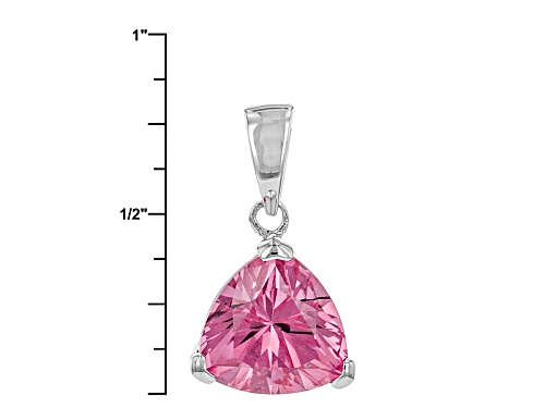 4.40ct Trillion Lab Created Pink Yag Sterling Silver Pendant With Chain
