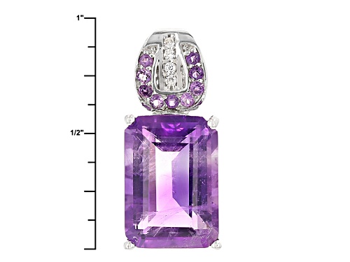 7.05ct Brazilian And .14ctw Zambian Amethyst With .03ctw White Zircon Silver Pendant With Chain