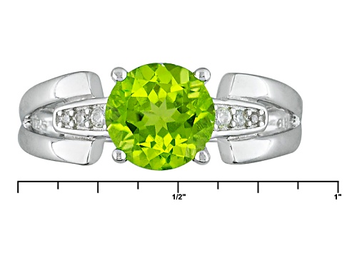 1.99ct Round Manchurian Peridot™ With .09ctw White Zircon Sterling Silver Ring - Size 12