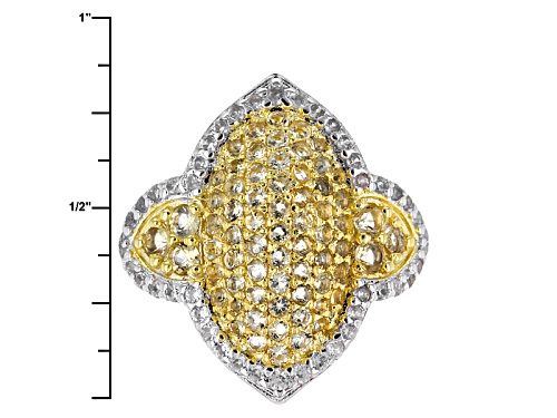 .96ctw Round Citrine With .61ctw Round White Zircon Sterling Silver Ring - Size 7