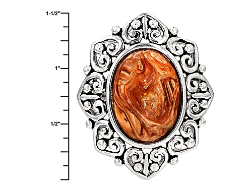 18x13mm Oval Cabochon Mexican Caramel Spice Opal Sterling Silver Ring - Size 5