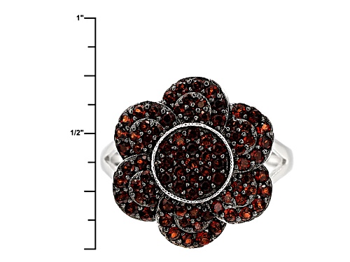 1.29ctw Round Vermelho Garnet™ Sterling Silver Floral Ring - Size 8