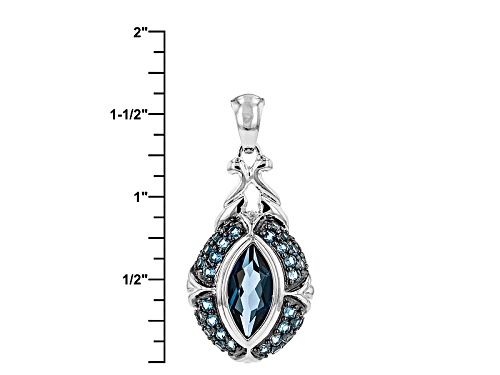 4.37ctw Marquise And Round London Blue Topaz Sterling Silver Pendant With Chain