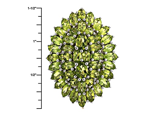 10.40ctw Oval And Round Manchurian Peridot™ Sterling Silver Cluster Ring - Size 5