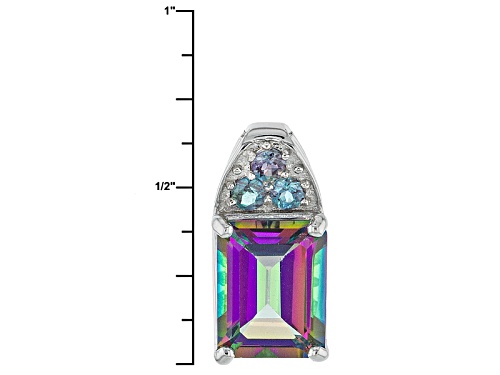 3.30ct Multicolor Topaz And .19ctw Lab Created Alexandrite Sterling Silver Pendant With Chain