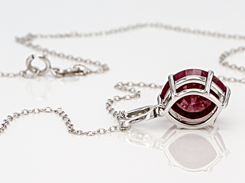 5.15ct marquise Indian ruby with .06ctw round white zircon silver pendant with chain