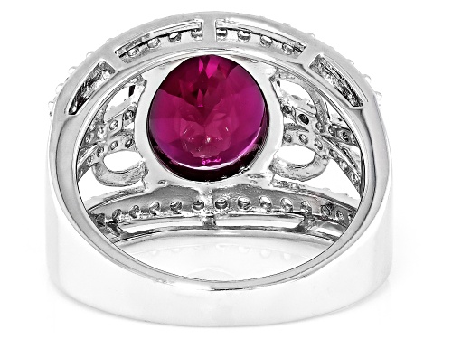 Zandrite and White Zircon Rhodium Over Sterling Silver Ring 6.33ctw - Size 8