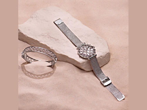 Judith Ripka Isola Watch with Mother of Pearl and Stainless Steel Band