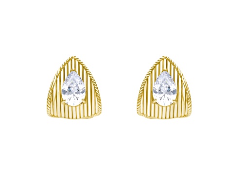 Judith Ripka 12.10ctw Bella Luce® Diamond Simulant Reversible 14K Gold Clad Huggie Earrings
