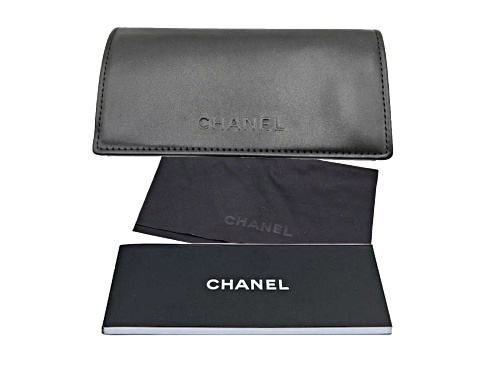 Chanel Polished Black/Gray Lenses with Gold Heart Detail Logo Sunglasses