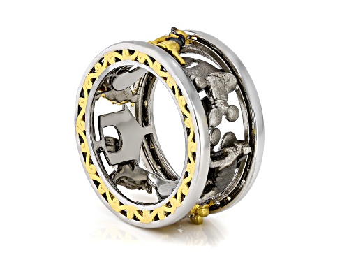 White Diamond Accent Rhod/24k Yellow Gold Over Palladium Sterling Silver Big Dog Ring - Size 8