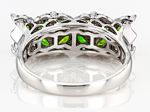 1.08ctw marquise chrome diopside and .48ctw round white zircon rhodium over silver band ring - Size 7
