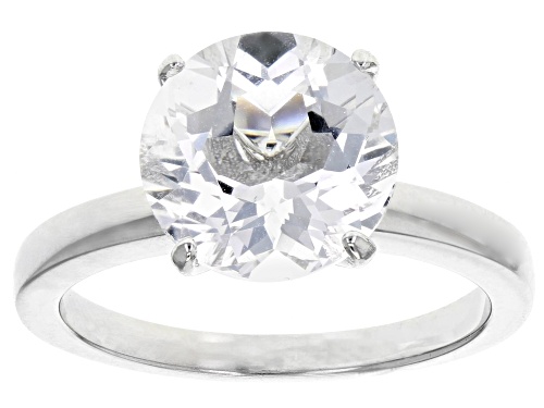 3.12CT ROUND CRYSTAL QUARTZ WITH .11CTW BLUE DIAMOND RHODIUM OVER SILVER RING AND ENHANCER SET - Size 11