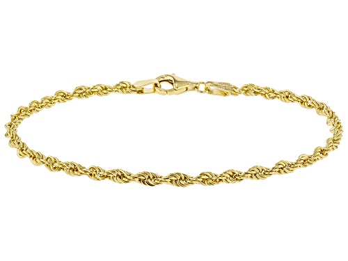 18k Yellow Gold Over Sterling Silver 3mm High Polished Rope Link Bracelet & 18 Inch Chain Set of 2