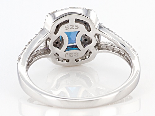 0.85ctw cushion lab alexandrite with 0.10ctw diamond, 0.55ctw white zircon rhodium over silver ring - Size 10