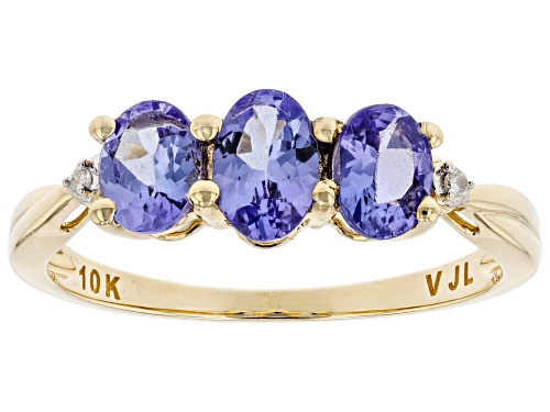 2.65ctw Tanzanite With .03ctw White Diamonds 10K Yellow Gold Ring, Earrings and Pendant Jewelry Set