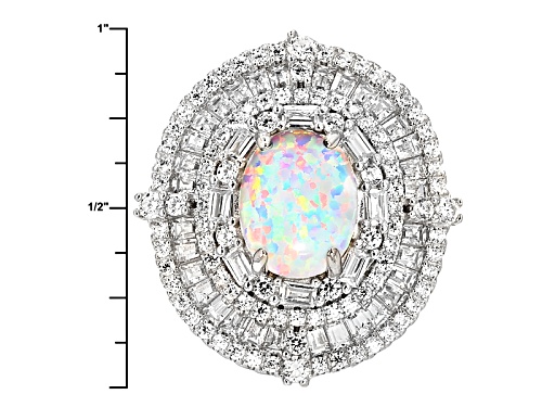 Bella Luce ® 4.32ctw Opal And White Diamond Simulants Rhodium Over Sterling Silver Ring - Size 5