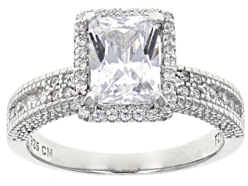 Bella Luce ® 5.00CTW White Diamond Simulant Rhodium Over Silver Ring With Bands - Size 8