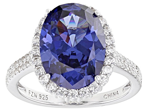 Bella Luce® Esotica™11.59ctw Tanzanite & White Diamond Simulants Rhodium Over Silver Ring & Stud Set