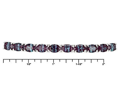 4.73ctw Oval Lab Created Color Change Alexandrite Rhodium Over Silver Sliding Adjustable Bracelet - Size 7.25