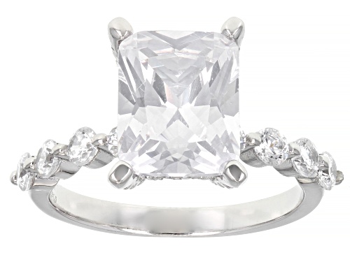 Bella Luce® 7.88ctw White Diamond Simulant Rhodium Over Sterling Silver Ring With Band(4.78ctw DEW) - Size 9