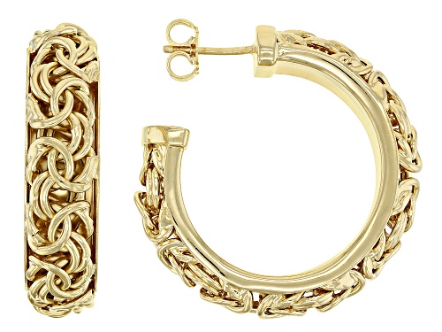 Moda Al Massimo® 18k Yellow Gold Over Bronze Byzantine Link 20 Inch Necklace And Hoop Earring Set