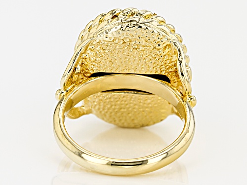 Moda Al Massimo® 20mm Round Black Onyx 18k Yellow Gold Over Bronze Ring - Size 5