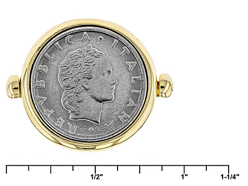 Moda Al Massimo® 1.41ctw Spinel 18k Yellow Gold & Rhodium Over Bronze Lira Coin Flip Ring - Size 10