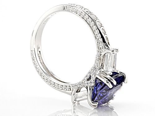 Bella Luce® Esotica™ 8.85ctw Tanzanite And White Diamond Simulants Platinum Over Silver Ring - Size 7