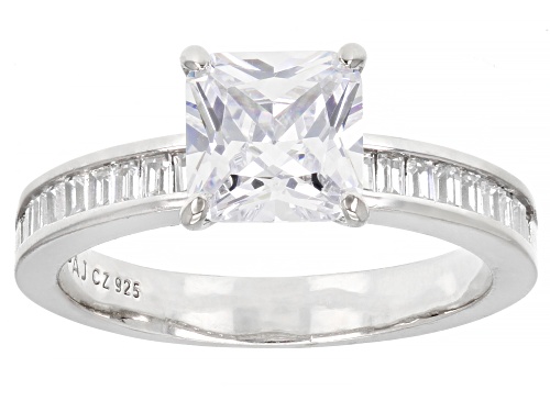 Bella Luce® 5.05ctw White Diamond Simulant Platinum Over Silver Ring With Bands (3.26ctw DEW) - Size 10