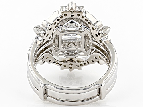 Bella Luce® 4.65ctw White Diamond Simulant Platinum Over Silver Asscher Cut Ring With Guard - Size 7
