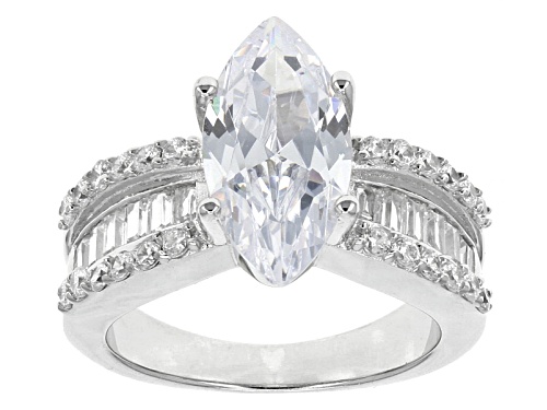 Bella Luce ® 6.90ctw Diamond Simulant Rhodium Over Sterling Silver Ring With Bands (4.40ctw Dew) - Size 12