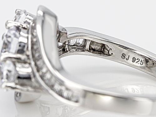 Bella Luce ® 3.15ctw Diamond Simulant Round & Baguette Rhodium Over Silver Ring (1.94ctw Dew) - Size 11