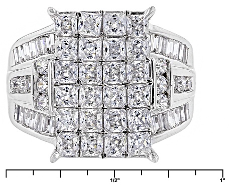 Bella Luce ® 5.57ctw Diamond Simulant Rhodium Over Sterling Silver Ring (4.02ctw Dew) - Size 11