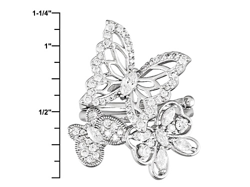 Bella Luce ® 2.10ctw Rhodium Over Sterling Silver Butterfly Ring (1.43ctw Dew) - Size 5