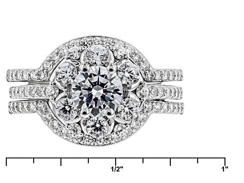 Bella Luce ® 4.42ctw Diamond Simulant Rhodium Over Sterling Silver Ring With Bands (1.89ctw Dew) - Size 11
