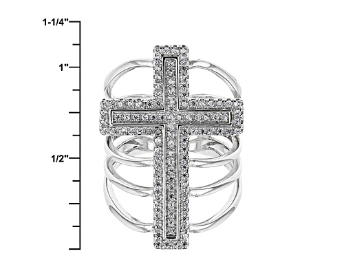 Bella Luce ® .94ctw Rhodium Over Sterling Silver Cross Ring (.53ctw Dew) - Size 5