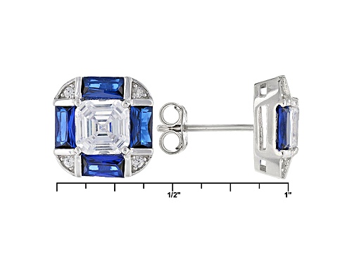 Bella Luce ® 10.98ctw Lab Blue Spinel And White Diamond Simulant Rhodium Over Silver Jewelry Set